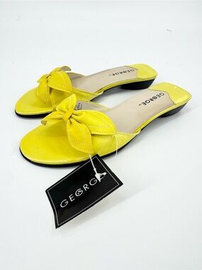 Butter Yellow Bow Kitten Mule Heels